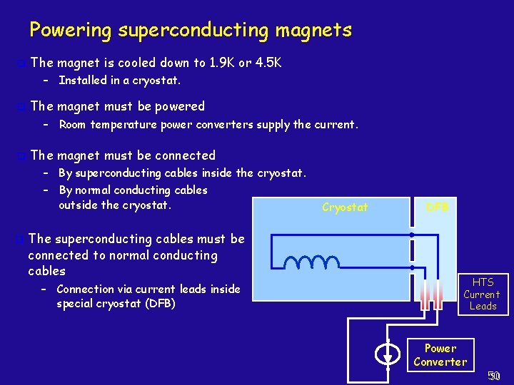 Powering superconducting magnets q The magnet is cooled down to 1. 9 K or