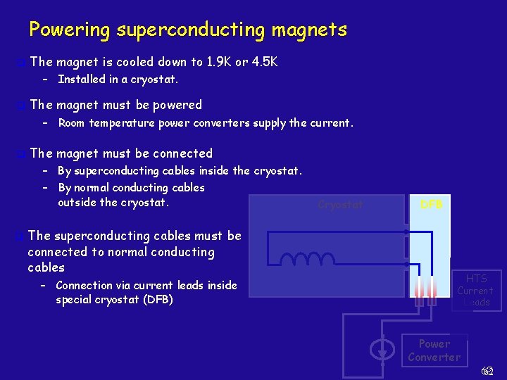 Powering superconducting magnets q The magnet is cooled down to 1. 9 K or