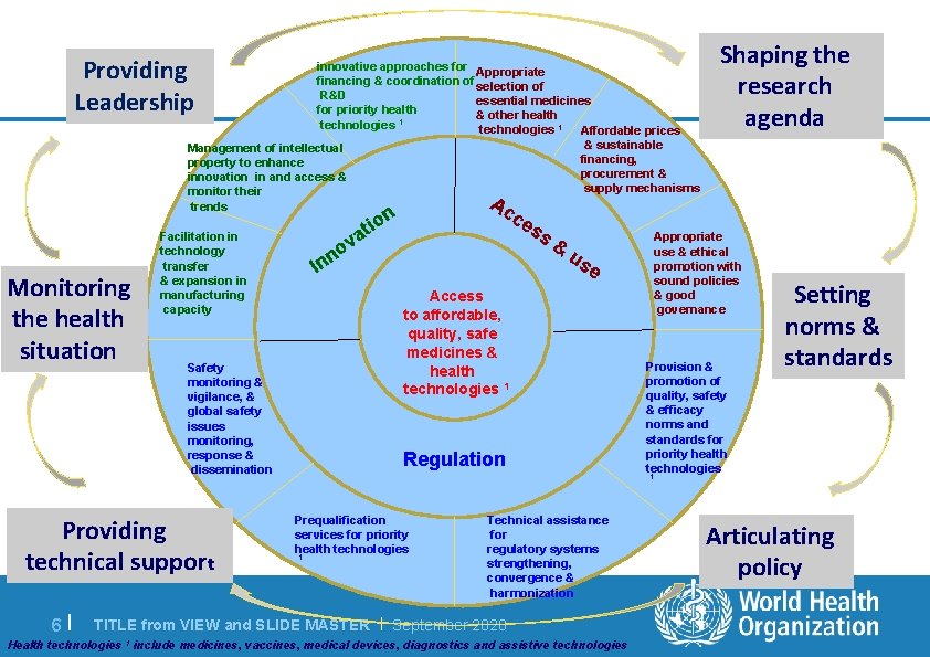 Providing Leadership innovative approaches for Appropriate financing & coordination of selection of R&D essential