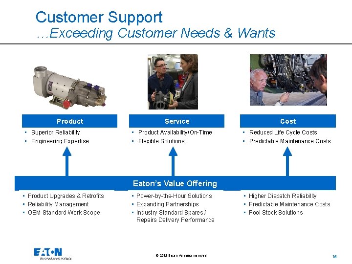 Customer Support …Exceeding Customer Needs & Wants Product • Superior Reliability • Engineering Expertise