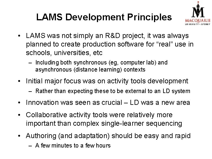 Lamd Development Examples What do teachers want from Learning Design James