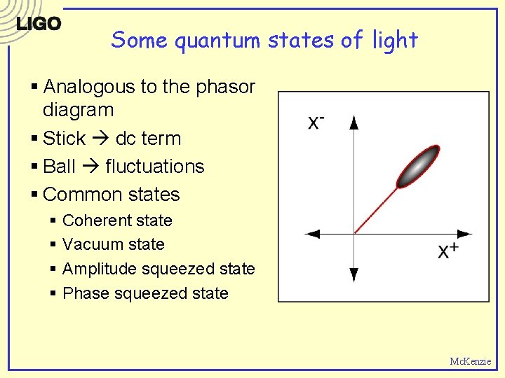 Some quantum states of light § Analogous to the phasor diagram § Stick dc