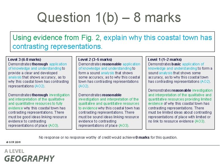 Question 1(b) – 8 marks Using evidence from Fig. 2, explain why this coastal Question 1(b) – 8 marks Using evidence from Fig. 2, explain why this coastal