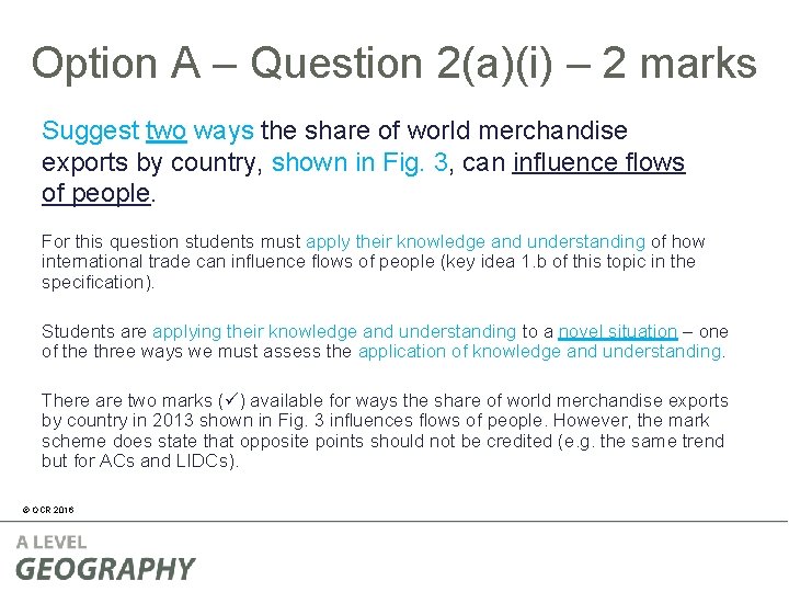 Option A – Question 2(a)(i) – 2 marks Suggest two ways the share of Option A – Question 2(a)(i) – 2 marks Suggest two ways the share of