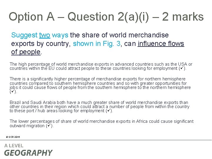 Option A – Question 2(a)(i) – 2 marks Suggest two ways the share of Option A – Question 2(a)(i) – 2 marks Suggest two ways the share of