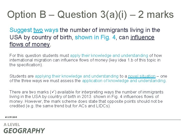 Option B – Question 3(a)(i) – 2 marks Suggest two ways the number of Option B – Question 3(a)(i) – 2 marks Suggest two ways the number of