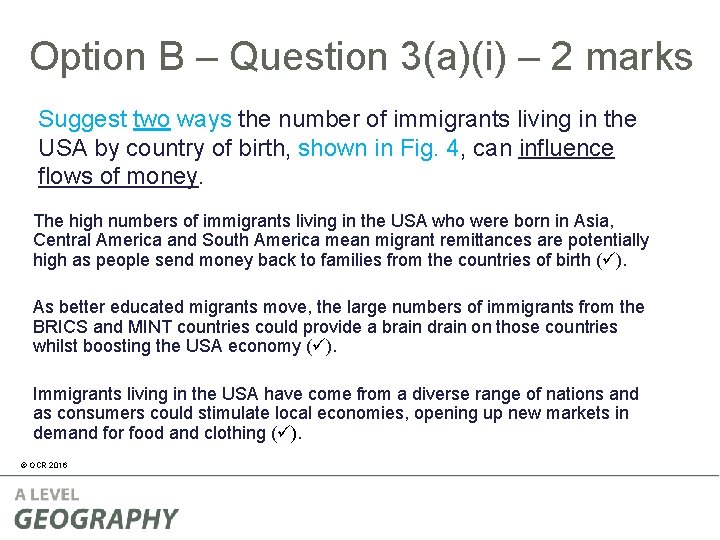 Option B – Question 3(a)(i) – 2 marks Suggest two ways the number of Option B – Question 3(a)(i) – 2 marks Suggest two ways the number of