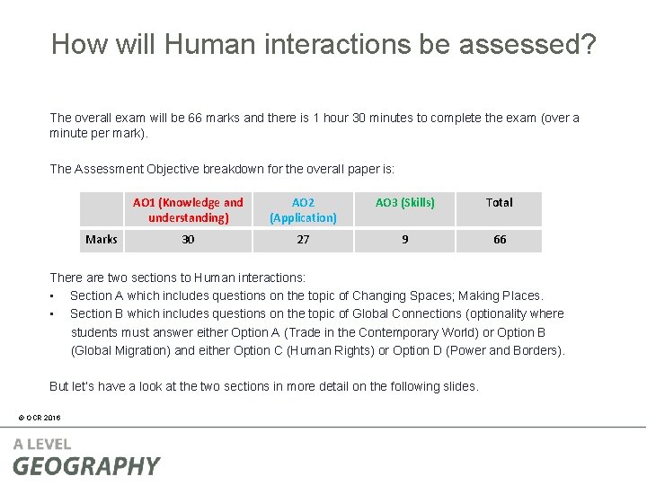 How will Human interactions be assessed? The overall exam will be 66 marks and How will Human interactions be assessed? The overall exam will be 66 marks and