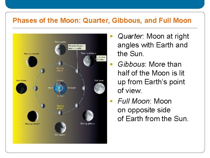 Phases of the Moon: Quarter, Gibbous, and Full Moon § Quarter: Moon at right