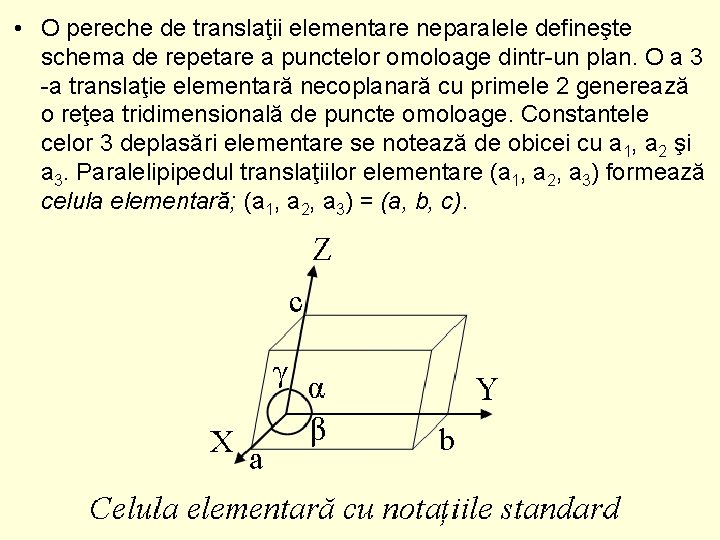  • O pereche de translaţii elementare neparalele defineşte schema de repetare a punctelor