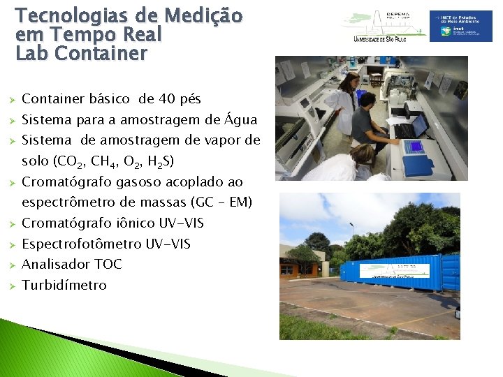 Tecnologias de Medição em Tempo Real Lab Container Ø Container básico de 40 pés