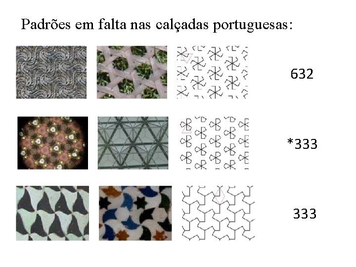 Padrões em falta nas calçadas portuguesas: 632 *333 
