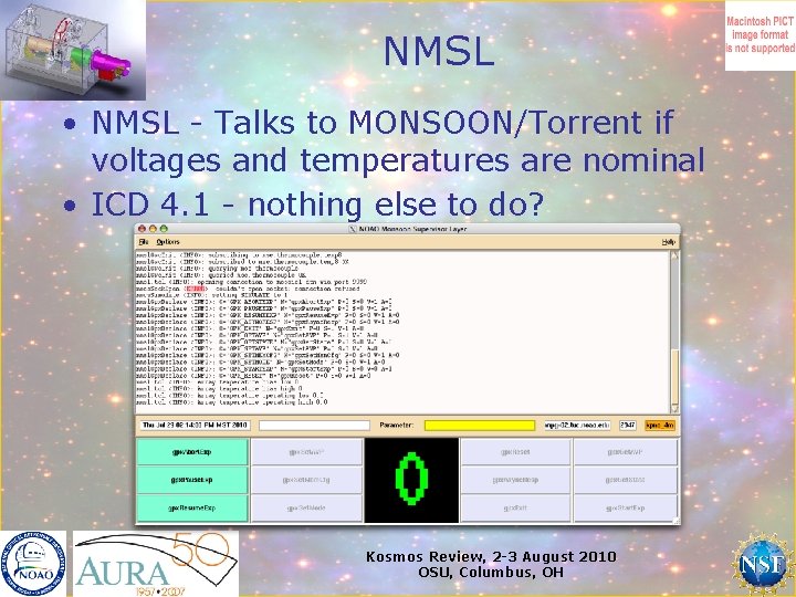 NMSL • NMSL - Talks to MONSOON/Torrent if voltages and temperatures are nominal •