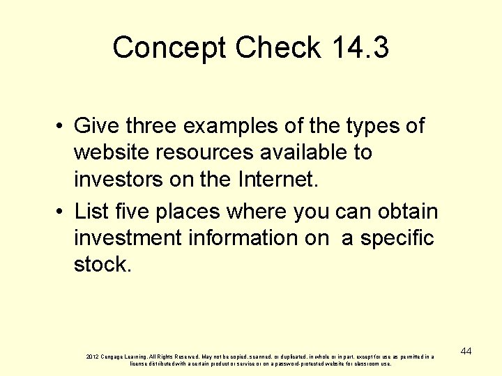 Concept Check 14. 3 • Give three examples of the types of website resources