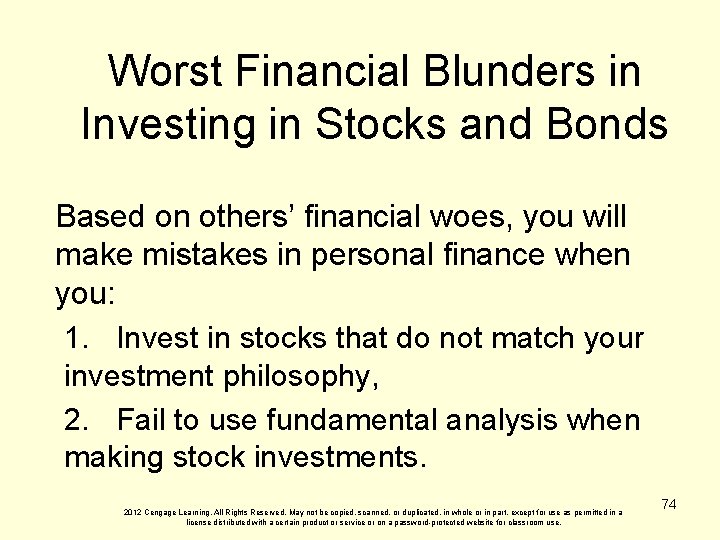 Worst Financial Blunders in Investing in Stocks and Bonds Based on others’ financial woes,