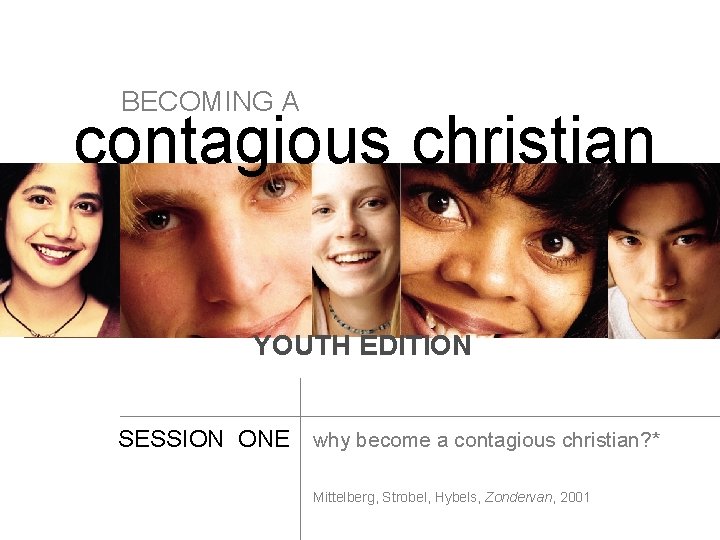 BECOMING A contagious christian YOUTH EDITION SESSION ONE why become a contagious christian? *