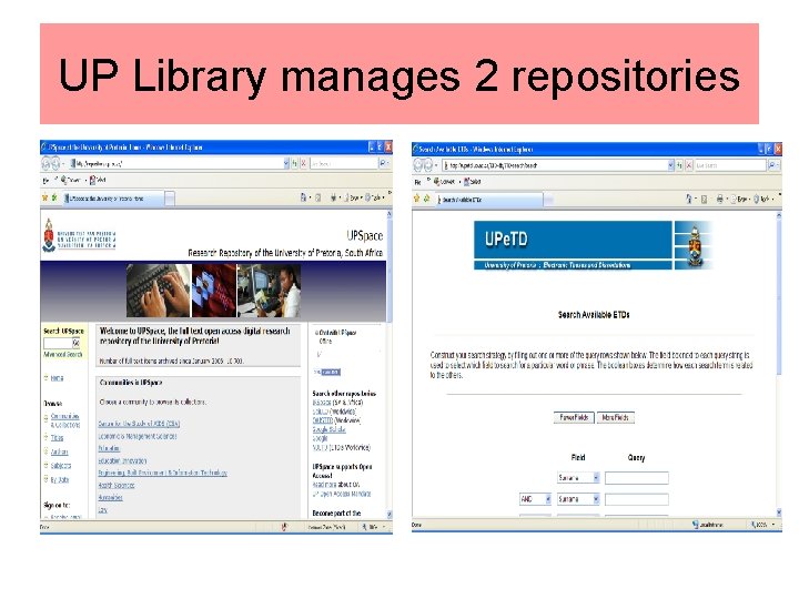 UP Library manages 2 repositories 