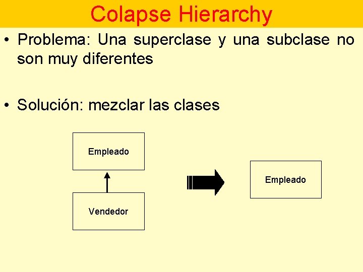 Colapse Hierarchy • Problema: Una superclase y una subclase no son muy diferentes •