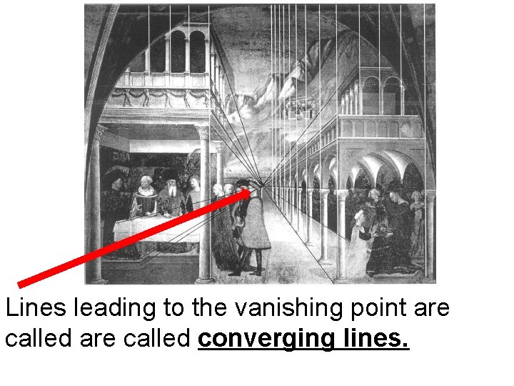 Lines leading to the vanishing point are called converging lines. 