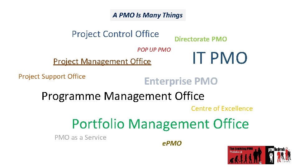 A PMO Is Many Things Project Control Office Directorate PMO POP UP PMO Project
