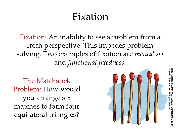 Fixation: An inability to see a problem from a fresh perspective. This impedes problem Fixation: An inability to see a problem from a fresh perspective. This impedes problem