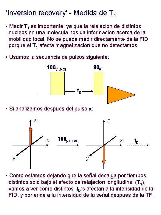 ‘Inversion recovery’ - Medida de T 1 • Medir T 1 es importante, ya