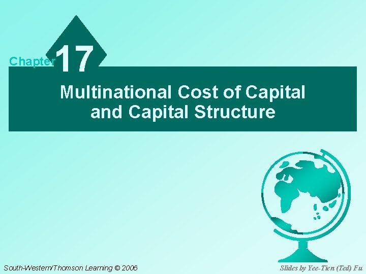 17 Chapter Multinational Cost of Capital and Capital Structure South-Western/Thomson Learning © 2006 Slides