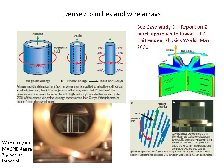 Dense Z pinches and wire arrays See Case study 3 – Report on Z