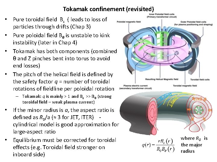 Tokamak confinement (revisited) • Pure toroidal field Bz ( leads to loss of particles