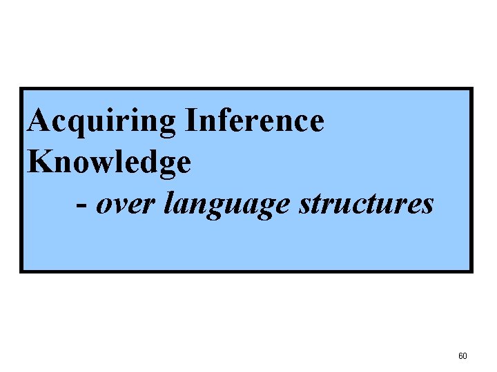 Acquiring Inference Knowledge - over language structures 60 