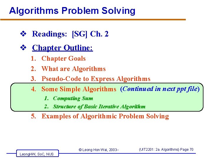 Algorithms Introduction v Readings SG Ch 1 Ch