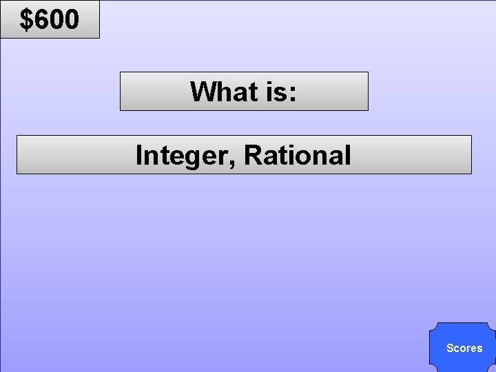 © Mark E. Damon - All Rights Reserved $600 What is: Integer, Rational Scores