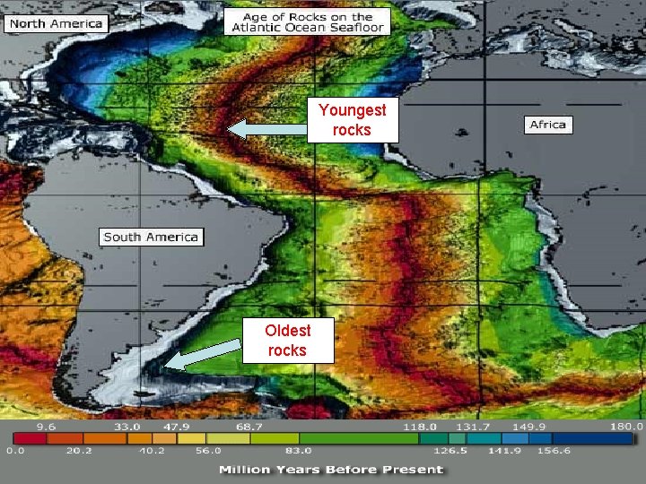 Youngest rocks Oldest rocks 