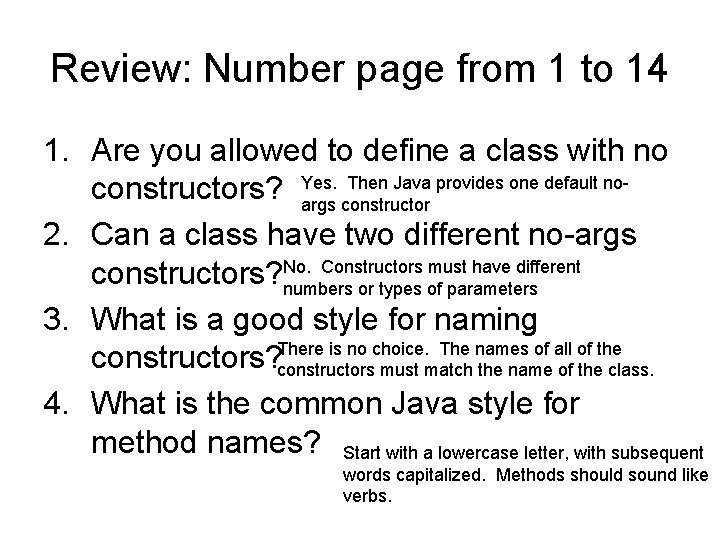 Review: Number page from 1 to 14 1. Are you allowed to define a