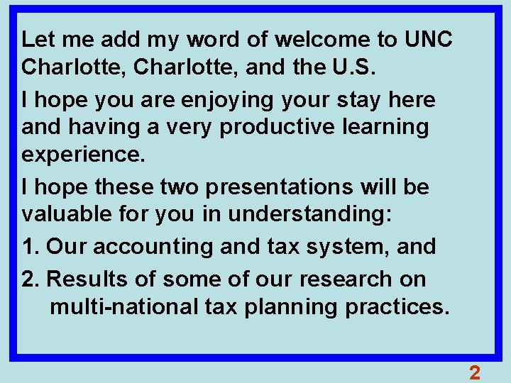 Let me add my word of welcome to UNC Charlotte, and the U. S.