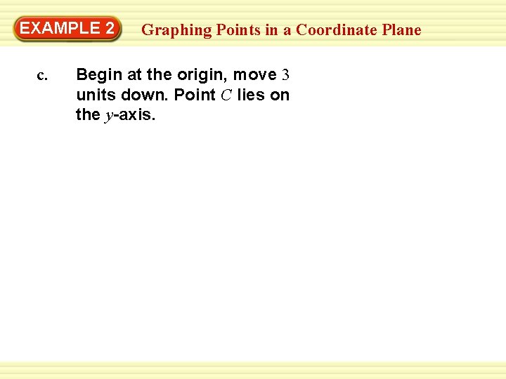 EXAMPLE 2 c. Graphing Points in a Coordinate Plane Begin at the origin, move