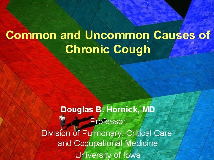 Common and Uncommon Causes of Chronic Cough Douglas B. Hornick, MD Professor Division of