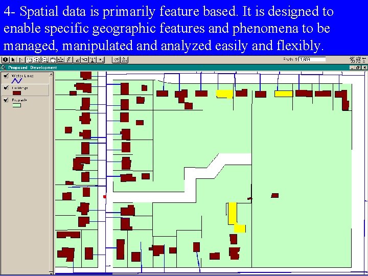 4 - Spatial data is primarily feature based. It is designed to enable specific