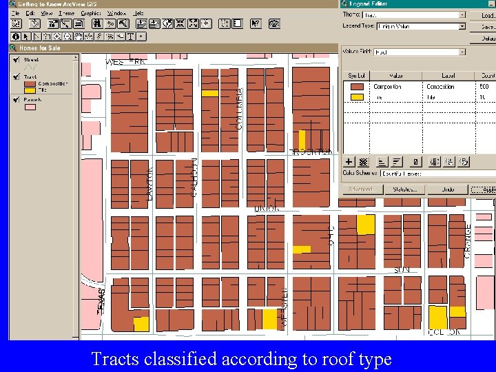 Tracts classified according to roof type 