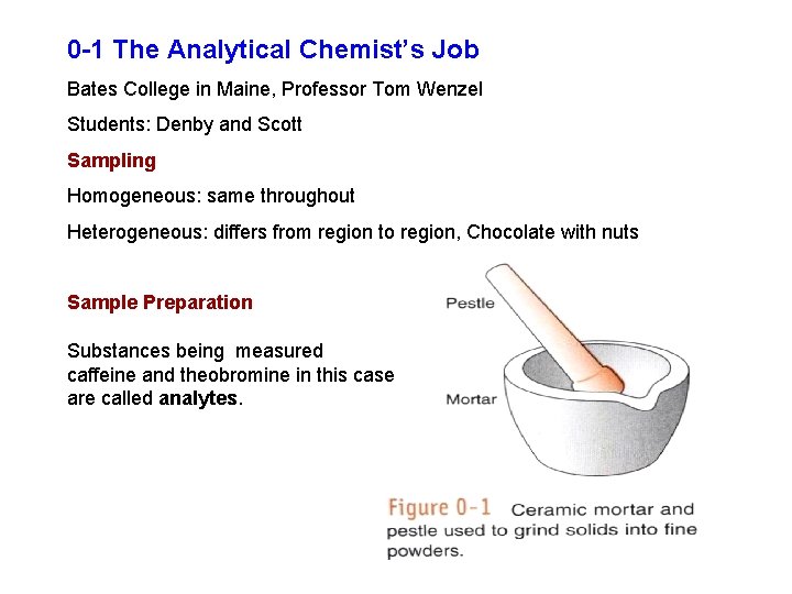 0 -1 The Analytical Chemist’s Job Bates College in Maine, Professor Tom Wenzel Students: