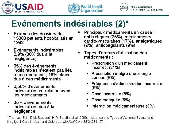 Evénements indésirables (2)* § Principaux médicaments en cause : § Examen des dossiers de