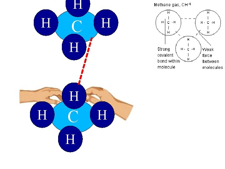 H H C H H Dispersion Forces= weakest IMF much easier to “pull” molecules