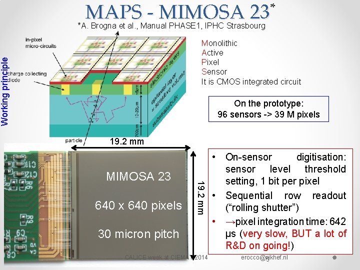 MAPS - MIMOSA 23* *A. Brogna et al. , Manual PHASE 1, IPHC Strasbourg