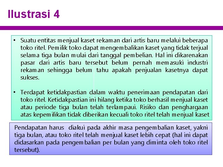 Ilustrasi 4 • Suatu entitas menjual kaset rekaman dari artis baru melalui beberapa toko