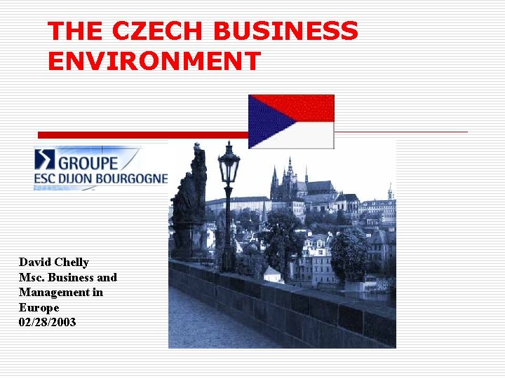 THE CZECH BUSINESS ENVIRONMENT David Chelly Msc. Business and Management in Europe 02/28/2003 