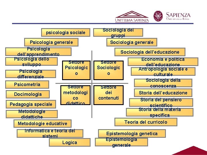psicologia sociale Psicologia generale Psicologia dell’apprendimento Psicologia dello Settore sviluppo Psicologic Psicologia o differenziale psicologia sociale Psicologia generale Psicologia dell’apprendimento Psicologia dello Settore sviluppo Psicologic Psicologia o differenziale