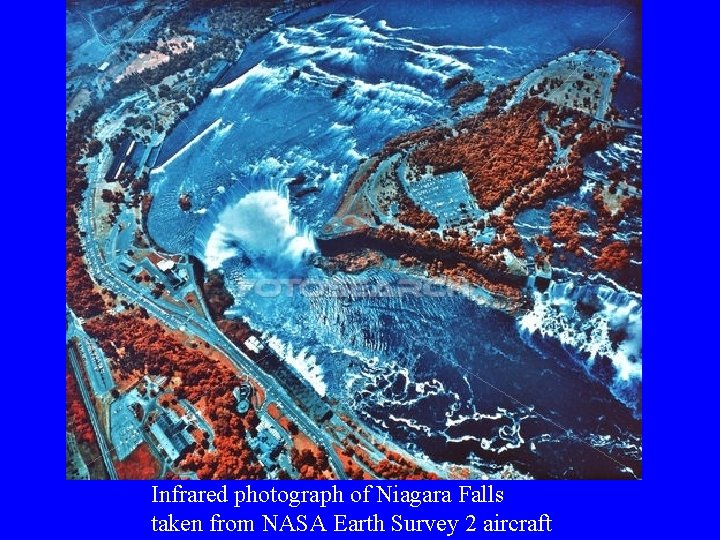 Infrared photograph of Niagara Falls taken from NASA Earth Survey 2 aircraft 