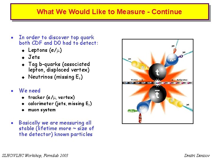 What We Would Like to Measure - Continue · In order to discover top