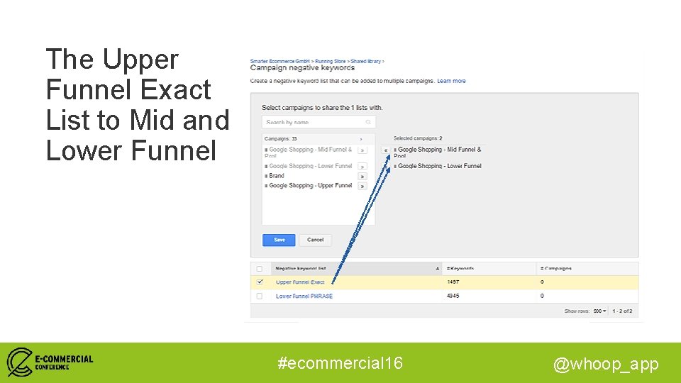 The Upper Funnel Exact List to Mid and Lower Funnel And add them to