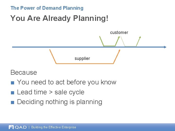The Power of Demand Planning You Are Already Planning! customer supplier Because ■ You